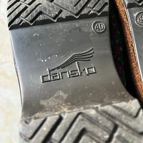 Dansko Clogs Sz 40 Vegan Floral Canvas Design with Brown Trim and Heel - Picture 8 of 14